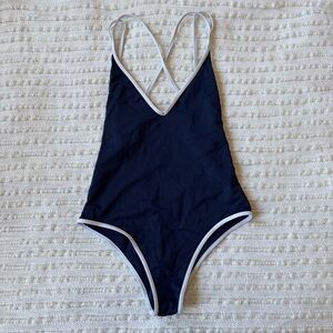 L*space Dakota One Piece Swimsuit in Midnight Blue and White Size Women’s 6